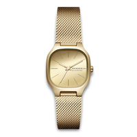 Skagen Mellem Lille SKW3164 dameur med guldfarvet urskive og meshrem.