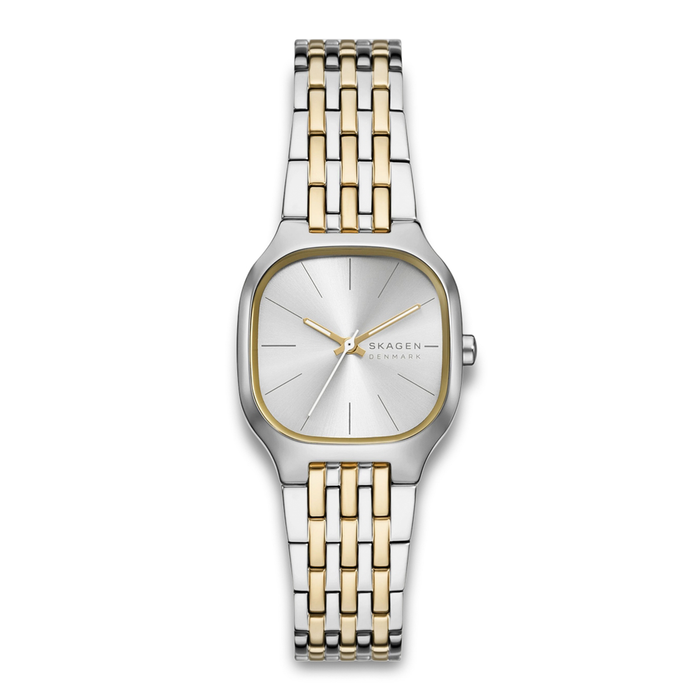Skagen Mellem Lille dameur 28 mm SKW3160 med bicolor stållænke og sølvfarvet urskive