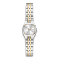Skagen Mellem Micro BIC SKW3176 dameur med tofarvet stållænke og sølvfarvet urskive.