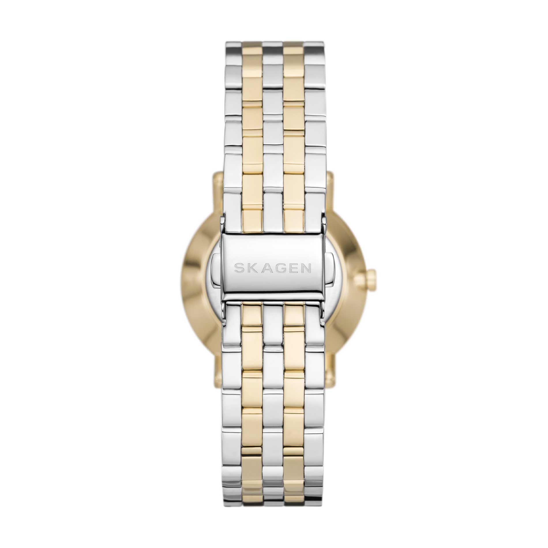 Two-Tone Skagen ur med grøn skive, set bagfra