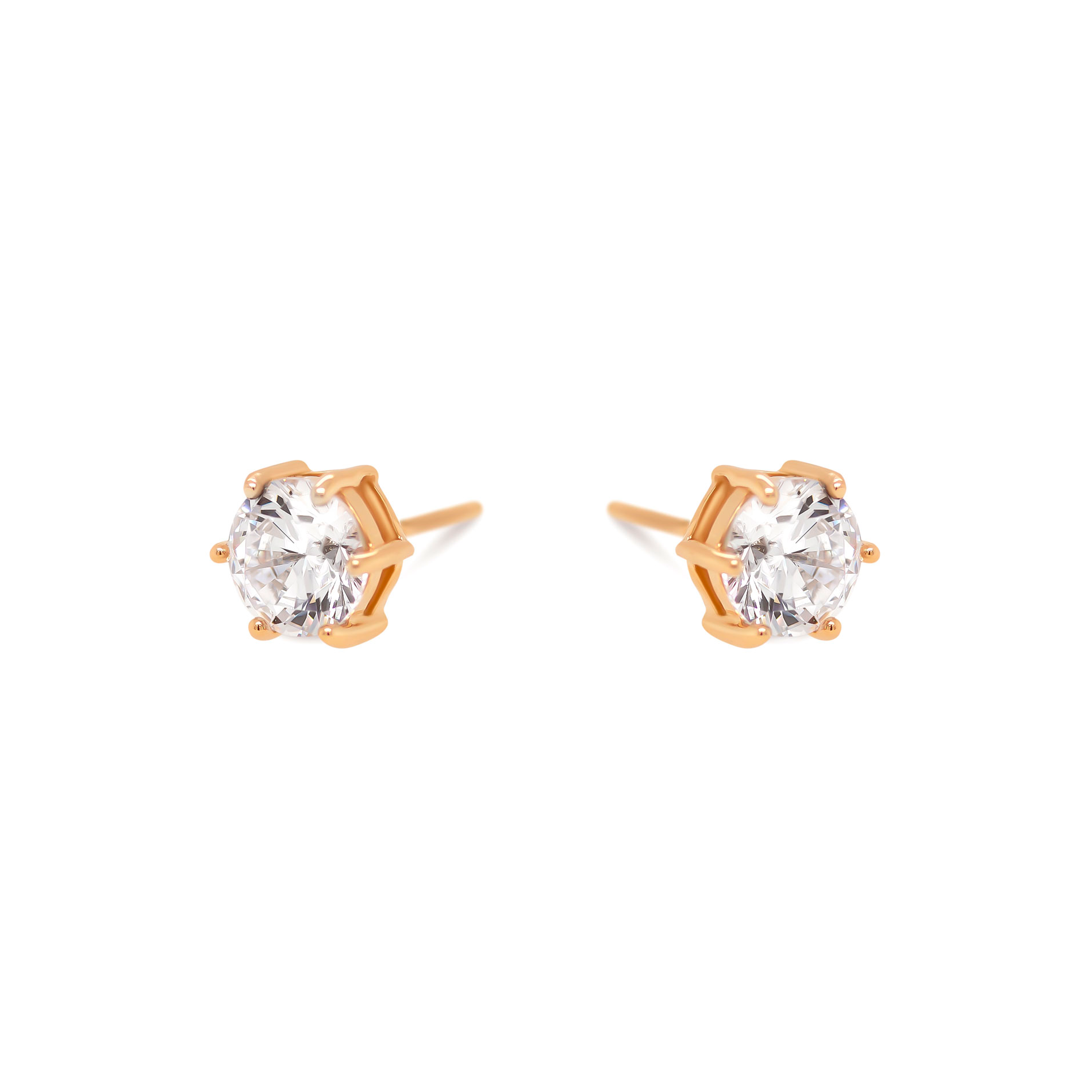 Solitaire ørestikker med 7 mm zirkonia i 8 kt. guld