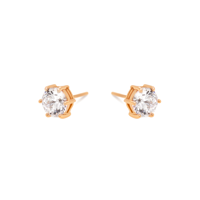 Solitaire ørestikker med 7 mm zirkonia i 8 kt. guld