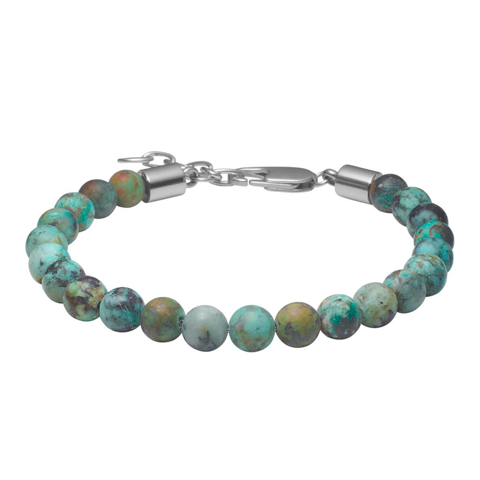 Son of Noa armbånd med mat afrikansk turkis i rustfrit stål 6 mm justerbart 19-23 cm
