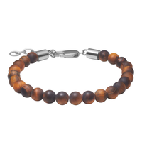 Son of Noa armbånd med mat gul tigerøje i rustfrit stål 6 mm justerbart 19-23 cm