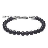 Son of Noa armbånd med mat sort onyx i rustfrit stål 6 mm justerbart 19-23 cm