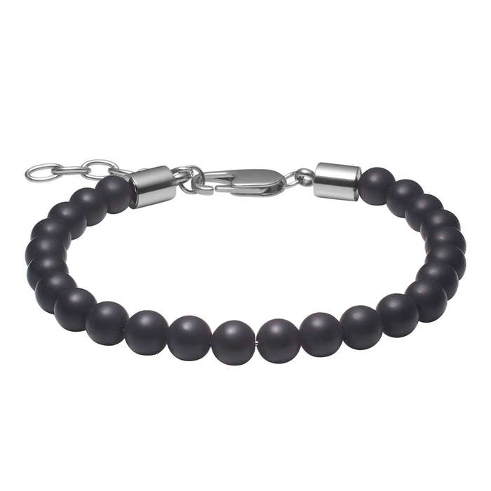 Son of Noa armbånd med mat sort onyx i rustfrit stål 6 mm justerbart 19-23 cm