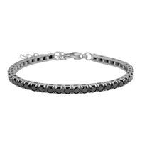 Son of Noa tennisarmbånd i rustfrit stål med sort zirkonia 3,5 mm justerbart 17-22 cm