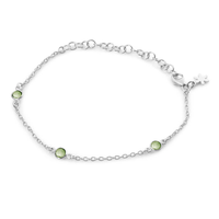 Susanne Friis Bjørner armbånd i sølv med tre grønne kvartssten - 1585-1-107