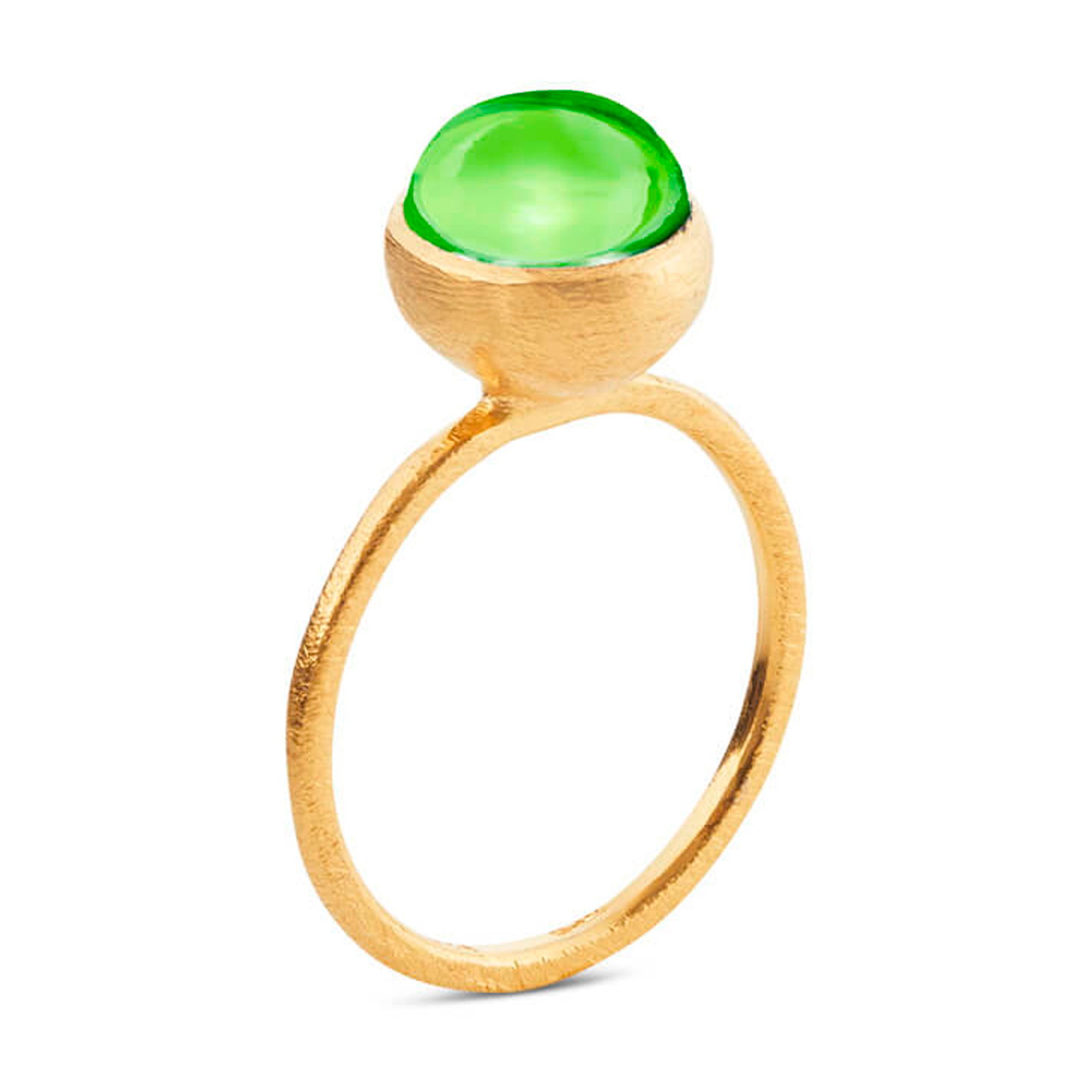 Susanne Friis Bjørner ring i forgyldt sølv med grøn peridot krystal - 1692-2-200