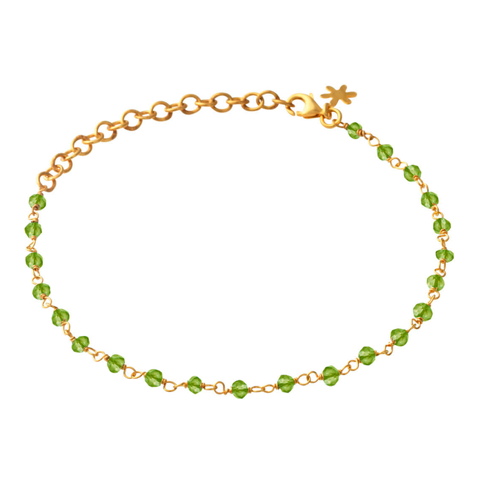 Susanne Friis Bjørner armbånd i forgyldt 925 sterling sølv med 4 mm facetteret peridot