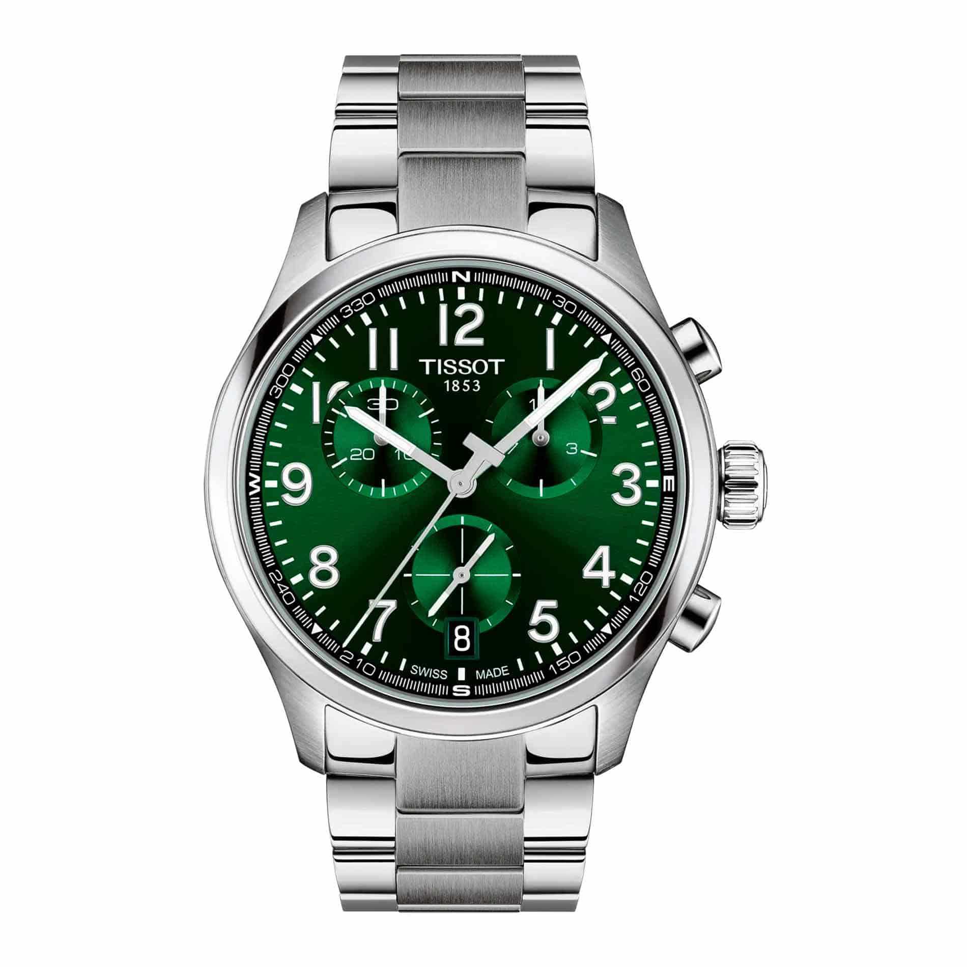 Tissot Chrono L 42 mm herreur med grøn urskive og stållænke