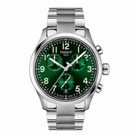 Tissot Chrono L 42 mm herreur med grøn urskive og stållænke