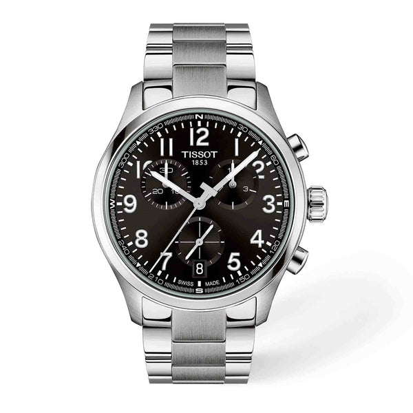 Tissot Chrono L 42mm herreur med sort urskive og stållænke