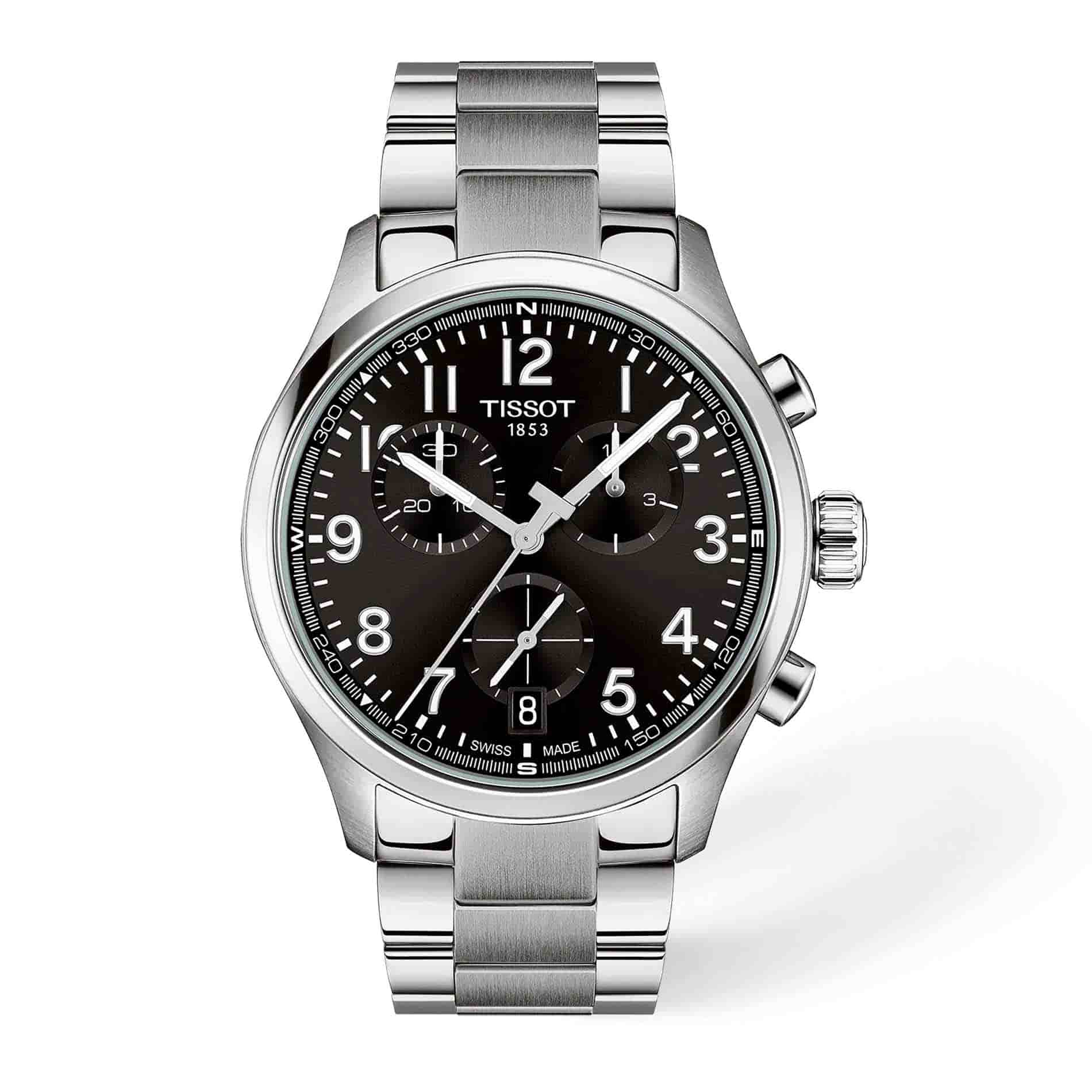 Tissot Chrono L 42mm herreur med sort urskive og stållænke