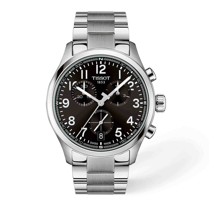 Tissot Chrono L 42mm herreur med sort urskive og stållænke