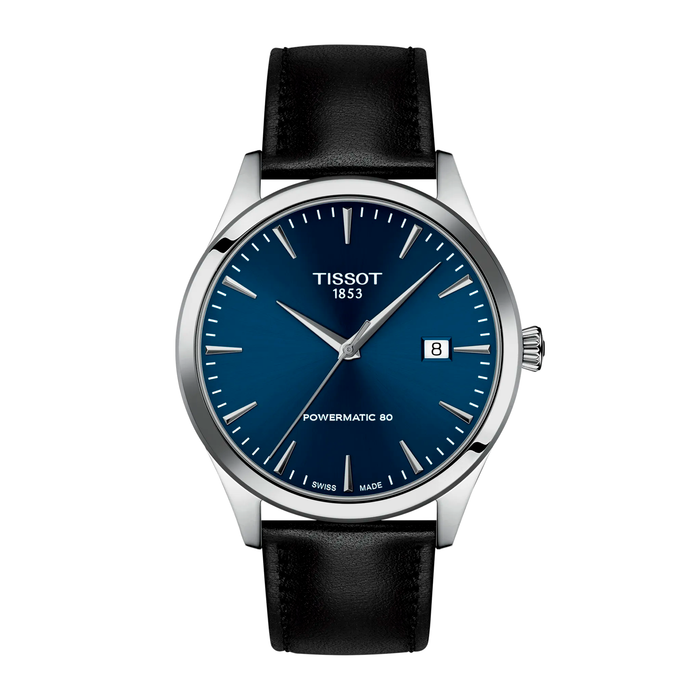 Tissot Classic Dream 40 mm herreur med blå urskive og sort læderrem