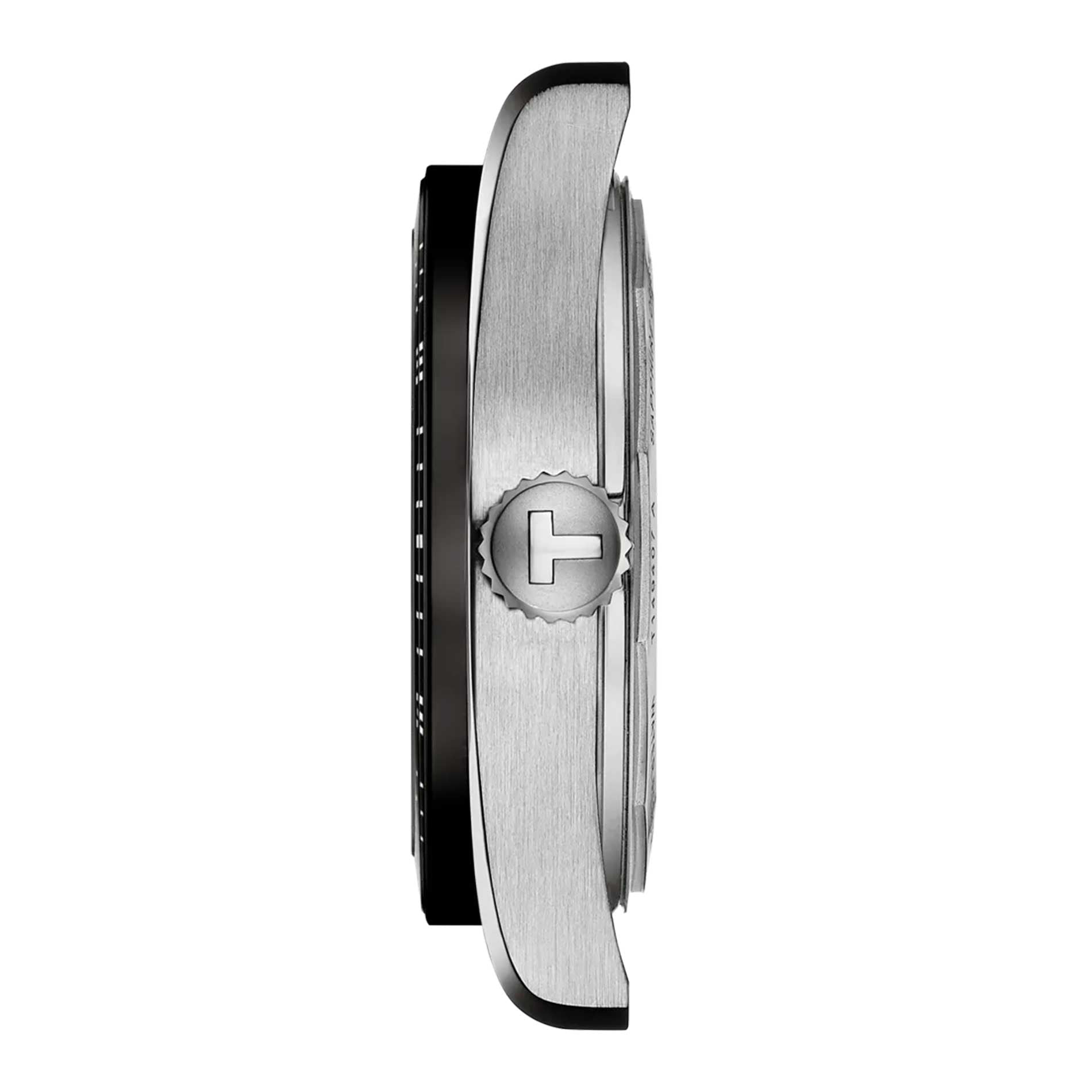 Sideprofil af Tissot PR516 38 mm urkasse i rustfrit stål