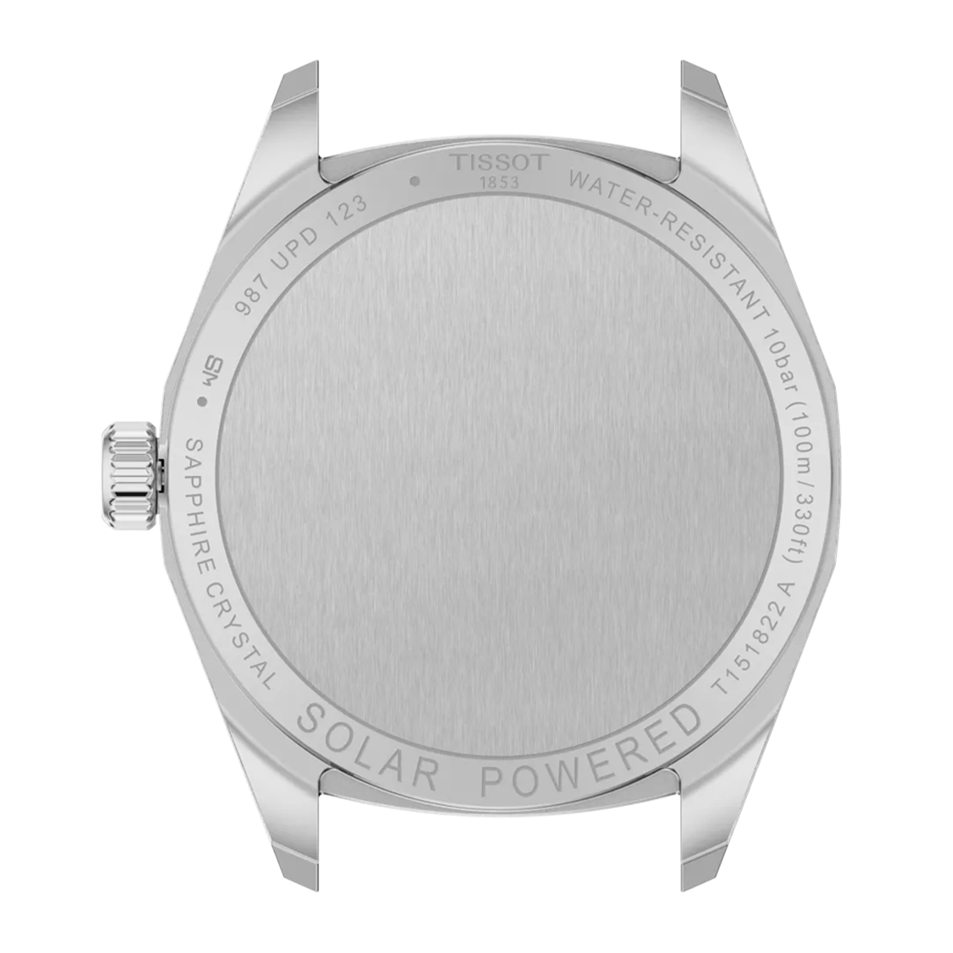 Tissot PRC 100 Solar 34 mm dameur bagkasse og stållænke detalje