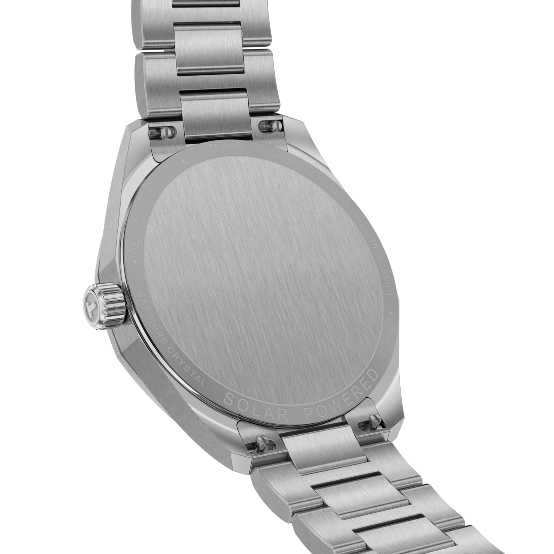 Bagside af Tissot PRC 100 Solar herreur med solcelleteknologi