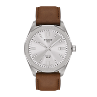 Tissot PRC 100 Solar 39mm herreur i stål med brun læderrem