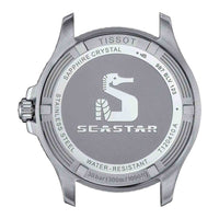 Bagsiden af Tissot Seastar 1000 40 mm herreur i rustfrit stål