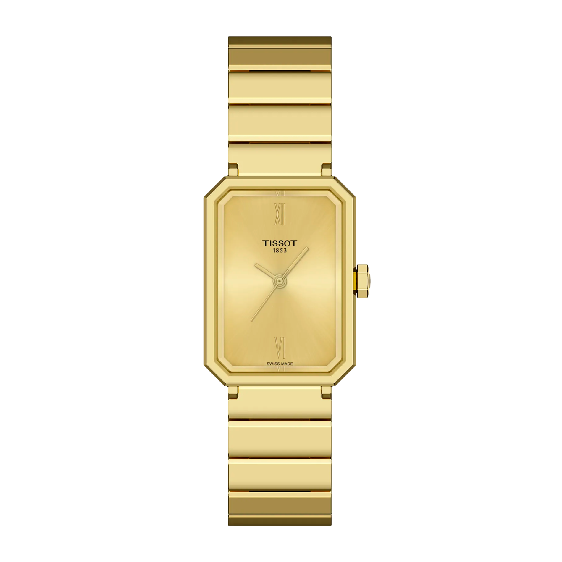 Tissot SRV 30mm dameur i guldfarvet stål med rektangulær urskive