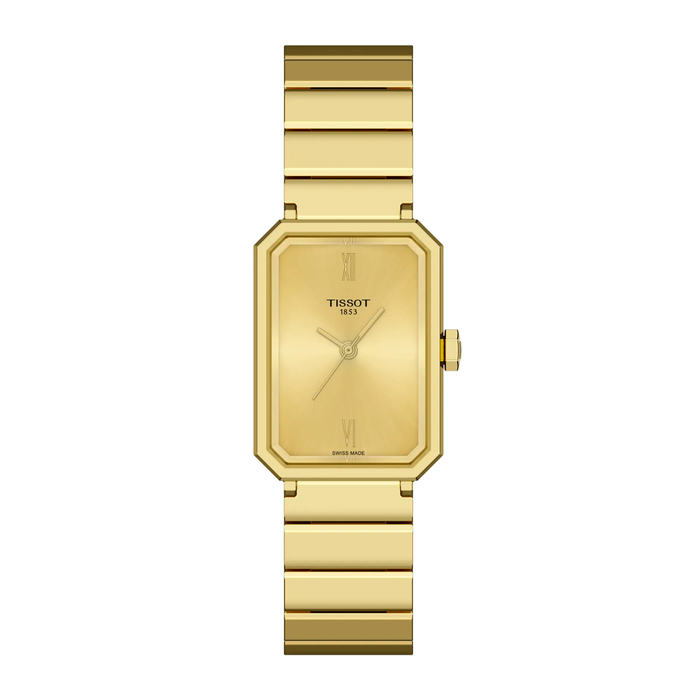 Tissot SRV 30mm dameur i guldfarvet stål med rektangulær urskive