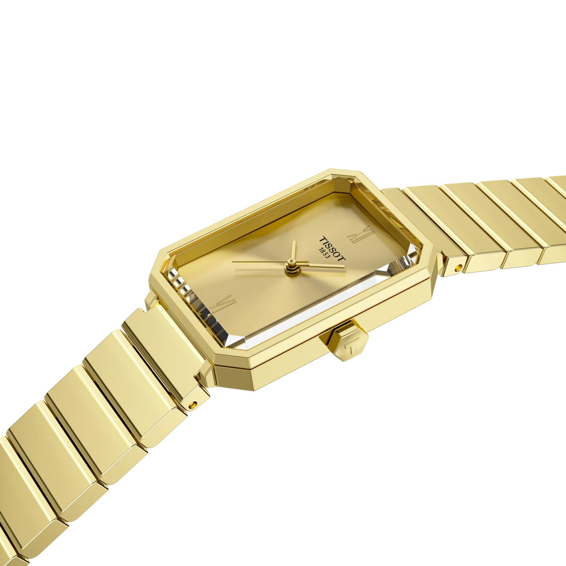 Tissot SRV 30mm dameur i guldfarvet stål med rektangulær urskive
