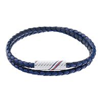 Tommy Hilfiger 2.0 Double Wrap Braid armbånd i blåt flettet læder med stålspænde 2790470