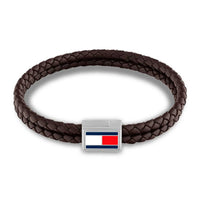 Tommy Hilfiger 3D Flag Leather armbånd i brun læder med flagdetalje