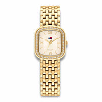 Tommy Hilfiger Abby 24 mm dameur i guld med champagnefarvet urskive og krystaller