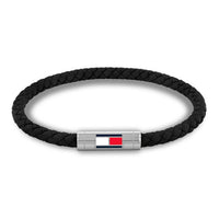 Tommy Hilfiger Adjustable Barrel armbånd i sort nylon med sølvfarvet lukning