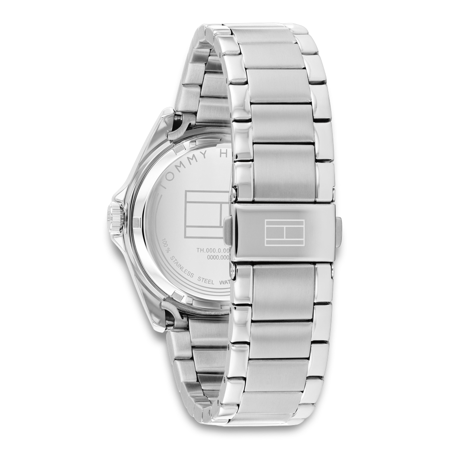 Bagside af Tommy Hilfiger Baker Automatic 1710718 med stållænke og rustfri urkasse