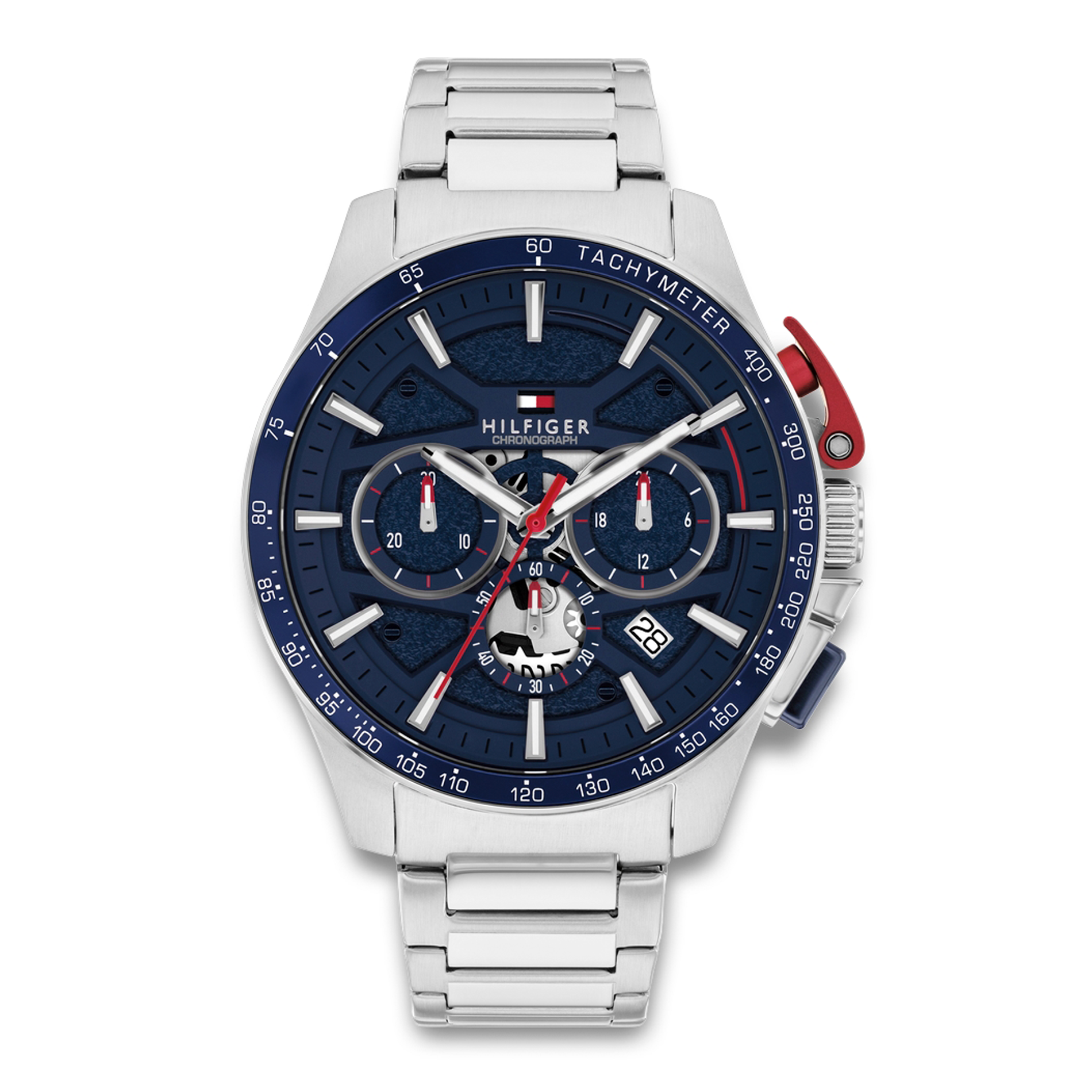 Tommy Hilfiger Bank herreur 44 mm med blå urskive og stållænke 1792261