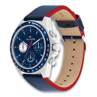 Tommy Hilfiger Clark 44 mm herreur med tachymeter-lynette og blå læderrem 1792209