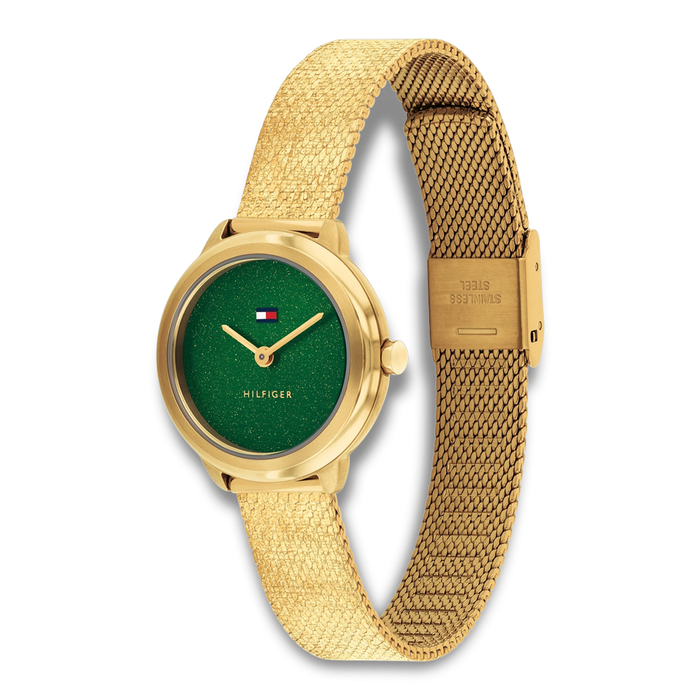 Tommy Hilfiger Demi 26 mm dameur 1782812 set fra vinkel med grøn urskive