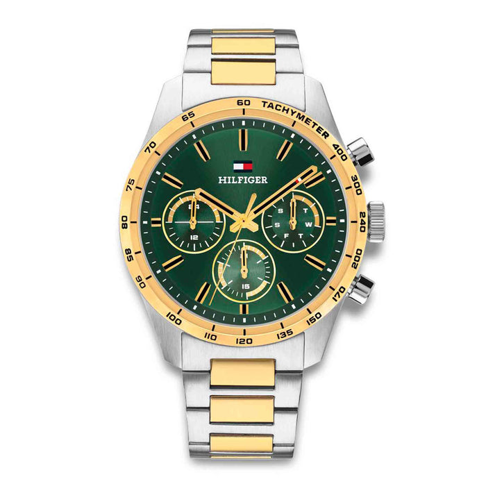 Tommy Hilfiger Hampton 1792279 herreur med grøn urskive og guldfarvede detaljer