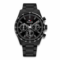 Tommy Hilfiger Hampton 1792280 sort herreur med 42 mm urkasse, kronograf og sort stållænke