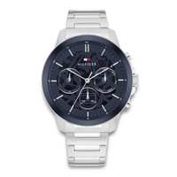 Tommy Hilfiger Henry 44 mm herreur med blå urskive og stållænke
