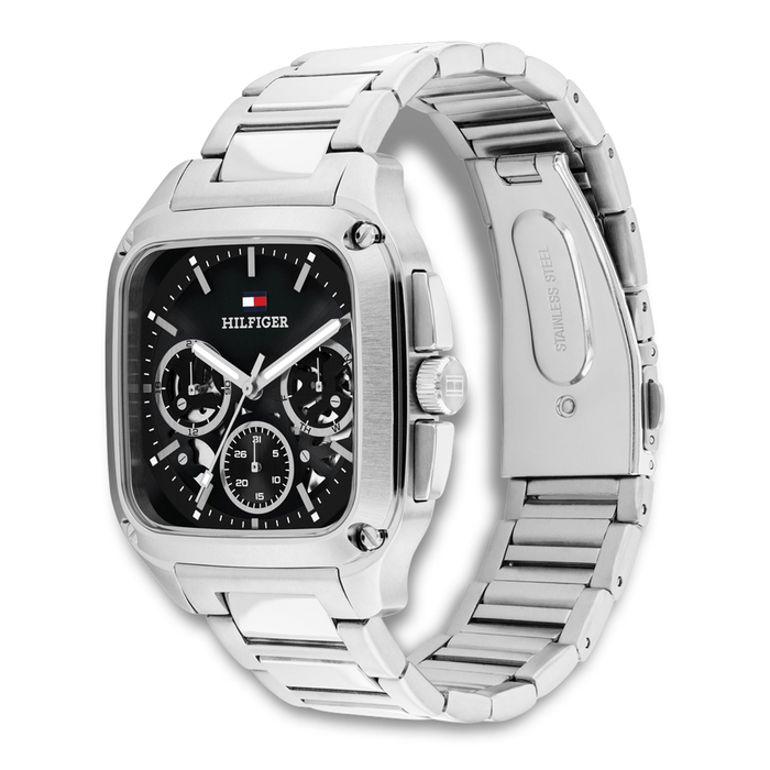Tommy Hilfiger Herald Skeleton 37 mm herreur i stål set fra vinkel 1710758