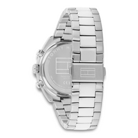 Bagside af Tommy Hilfiger Hudson 40 mm herreur i rustfrit stål med stållænke