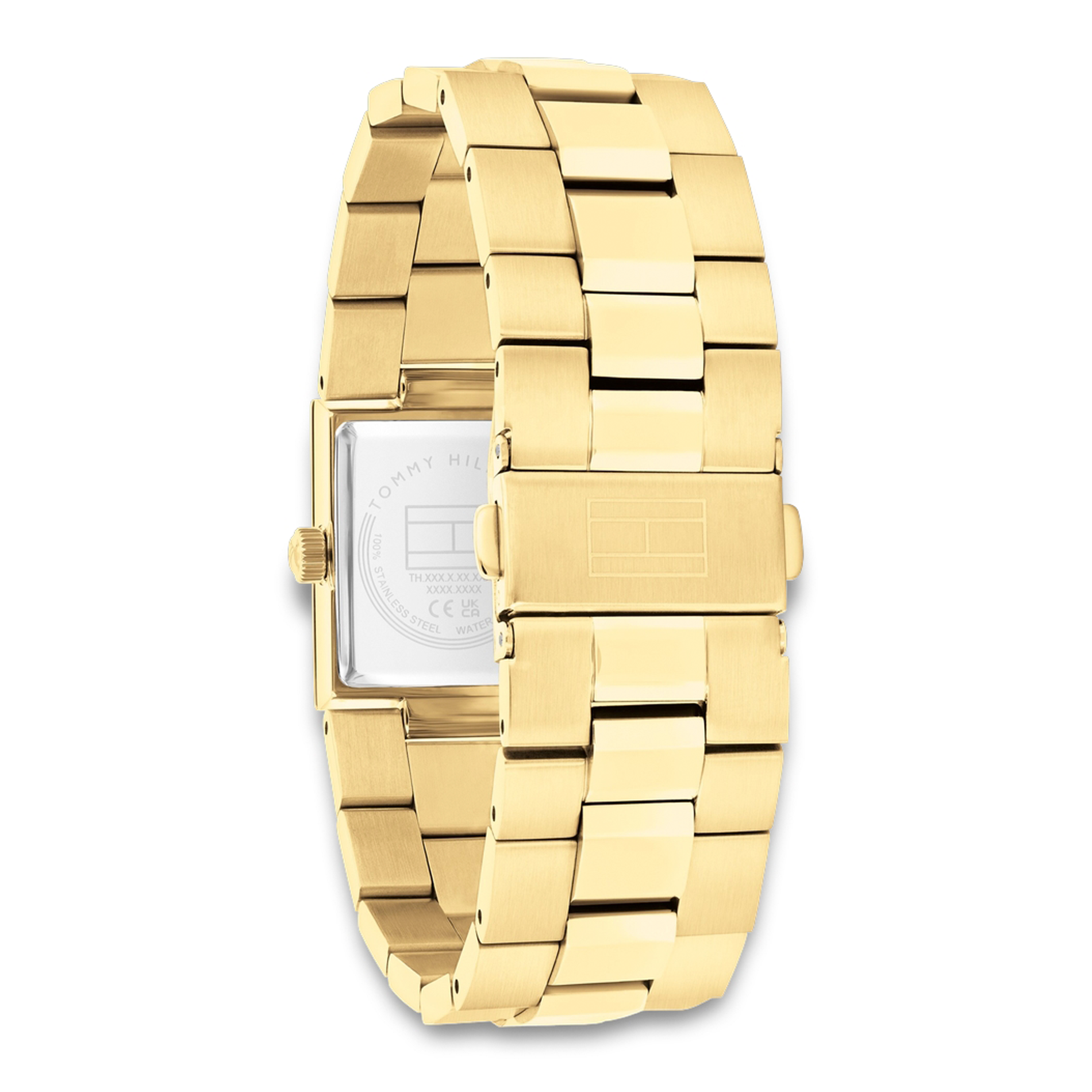 Bagside af Tommy Hilfiger Ivy 25 mm dameur 1782787 i guldfarvet rustfrit stål