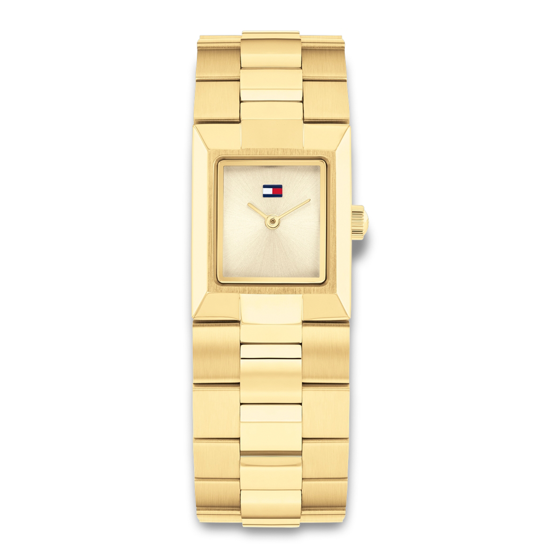 Tommy Hilfiger Ivy 25 mm dameur 1782787 med guldfarvet stållænke og rektangulær urskive
