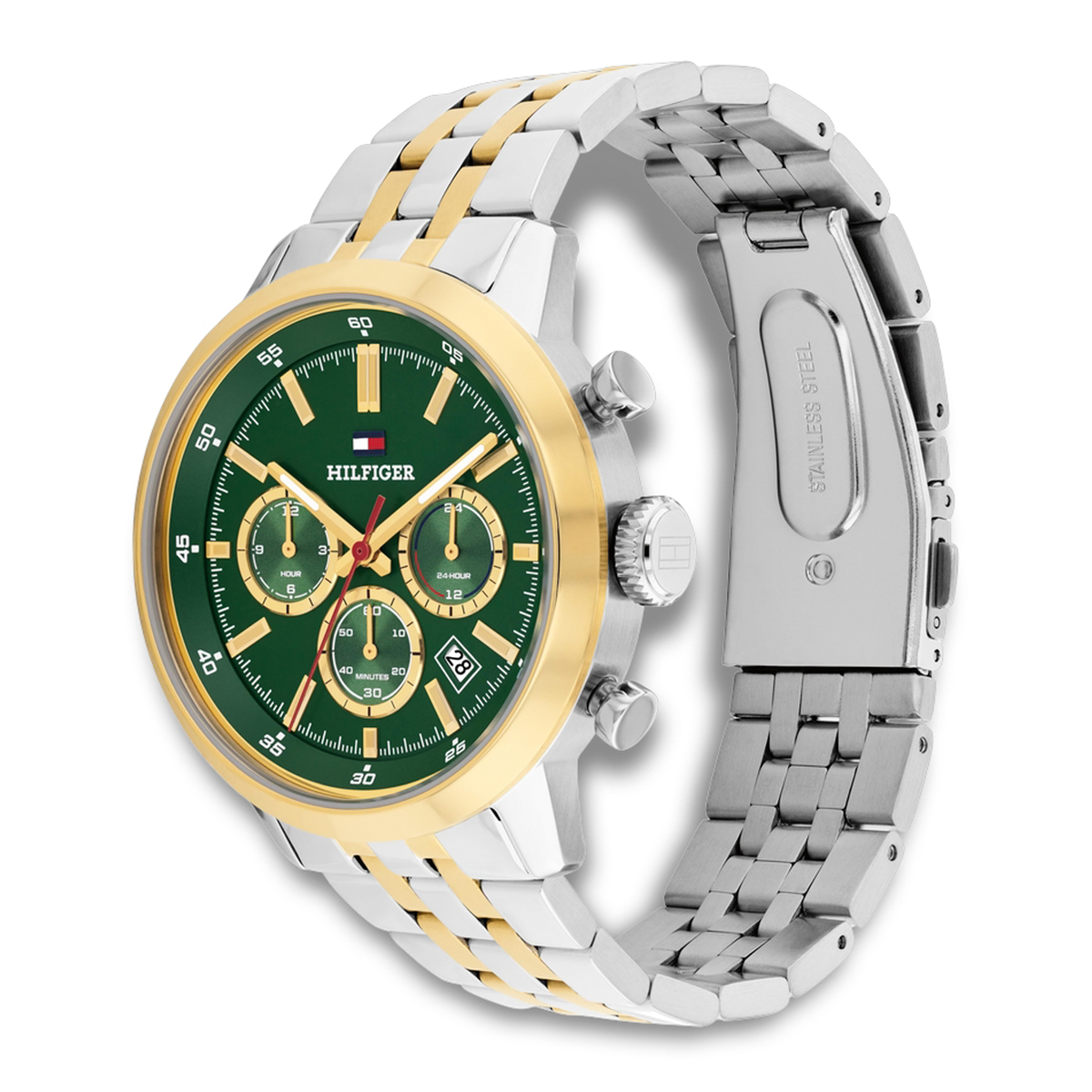Tommy Hilfiger Kent 43 mm herreur i stål og guldfarvet finish set fra vinkel 1710754