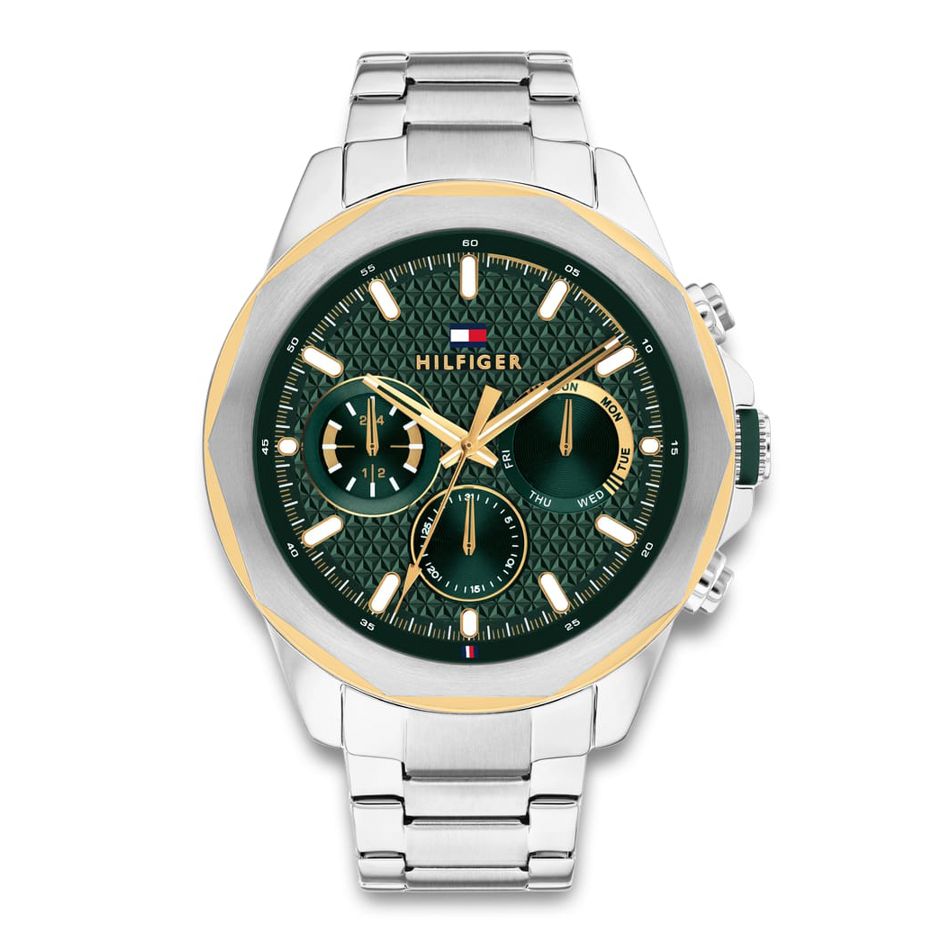 Tommy Hilfiger Lars 46 mm herreur med grøn urskive og stållænke