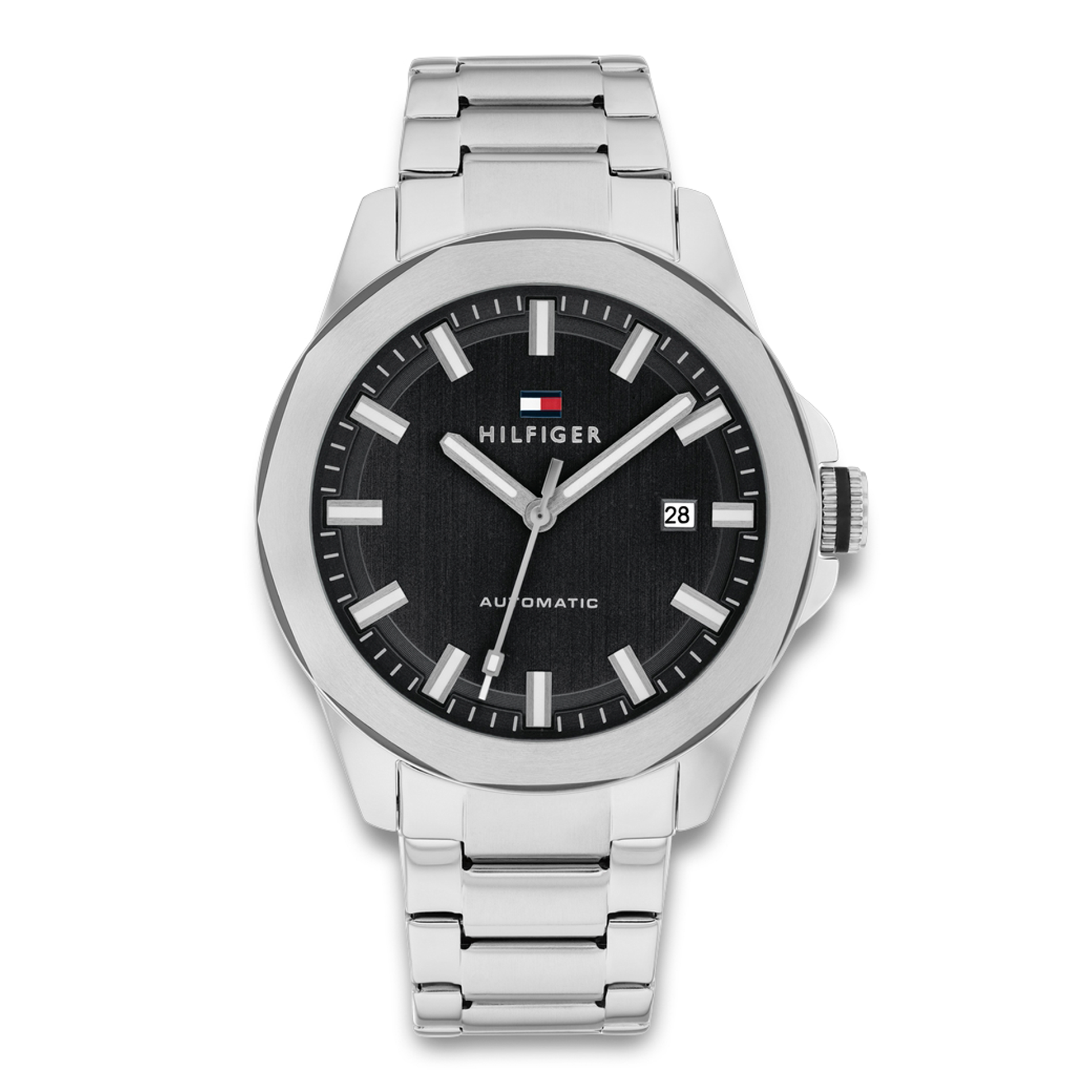 Tommy Hilfiger Lars Automatic 42 mm herreur med sort urskive og stållænke