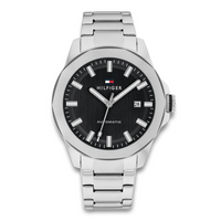 Tommy Hilfiger Lars Automatic 42 mm herreur med sort urskive og stållænke