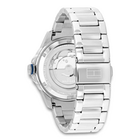 Bagside af Tommy Hilfiger Lars Automatic 1710693 med transparent bagkasse og automatisk urværk