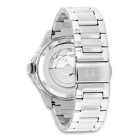 Bagside af Tommy Hilfiger Lars Automatic 1710695 med transparent bagkasse og automatisk urværk