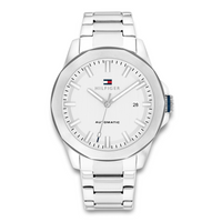 Tommy Hilfiger Lars Automatic 42 mm herreur med sølvfarvet urskive og stållænke